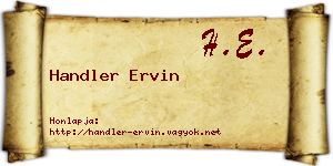 Handler Ervin névjegykártya